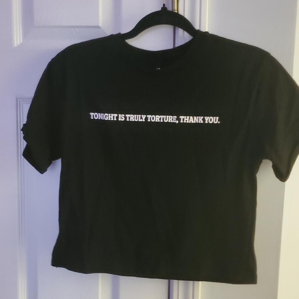 womens Black Graphic crop tee